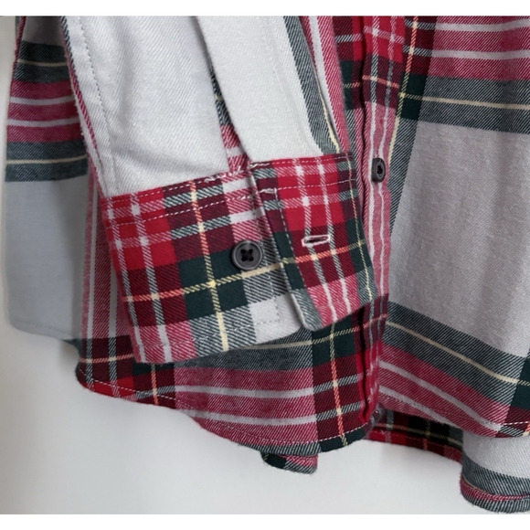 LANDS END Tartan Plaid Cotton Flannel Button Shirt Medium 10-12 Red Green Blue - Picture 8 of 12